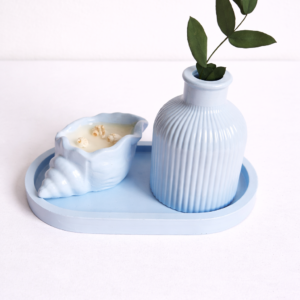 Azure Shell & Bud Vase Decor Set